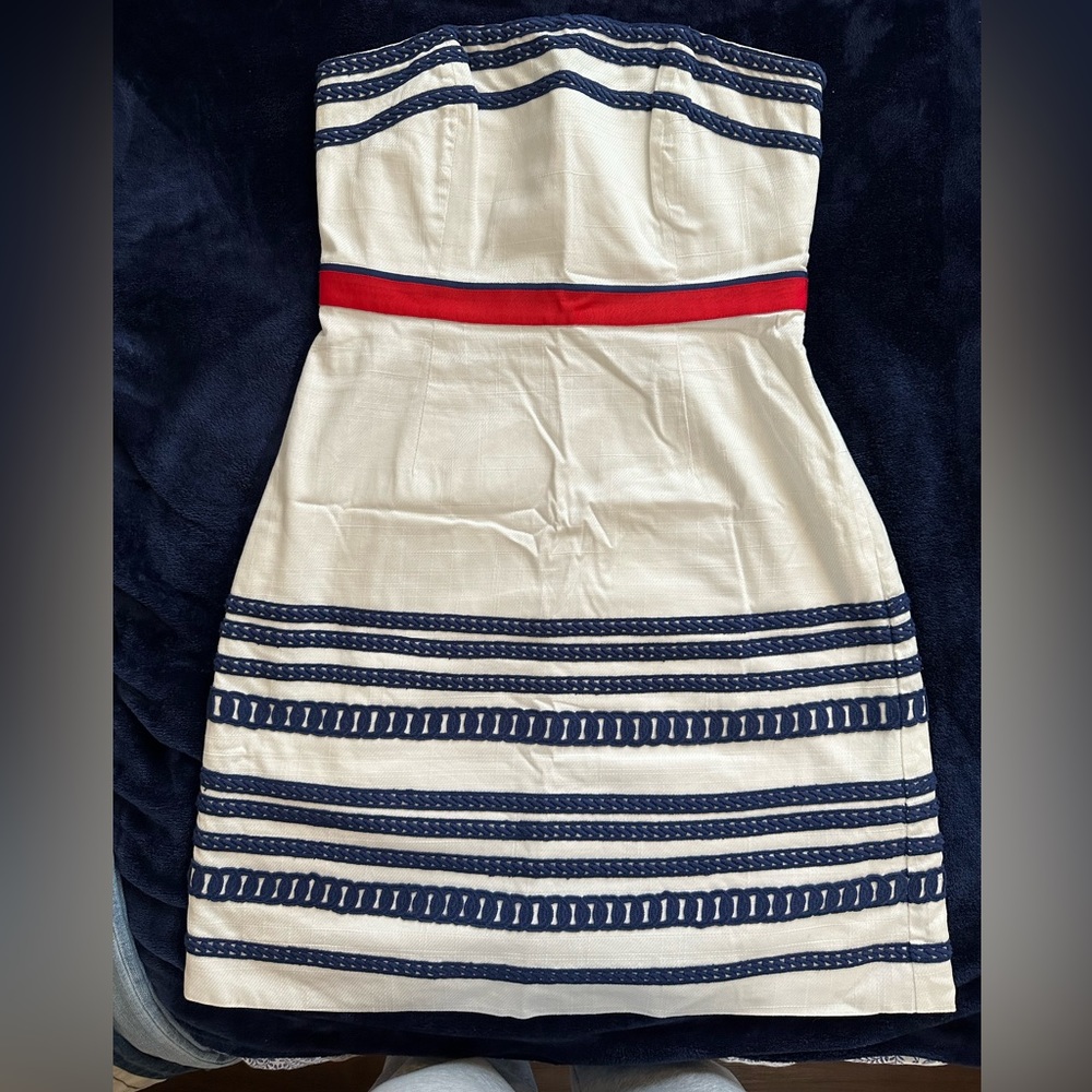 Vineyard Vines Textured Cotton Strapless Dress